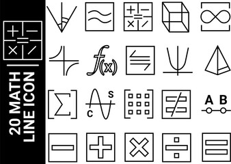 math line icon, black and white