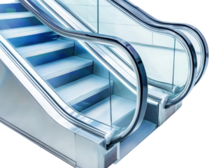 Isolated Modern Escalator with Glass and Metal