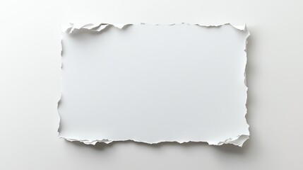 Obraz premium Close-up of a torn piece of white paper with textured edges on a flat, neutral background, ideal for design and creative projects.
