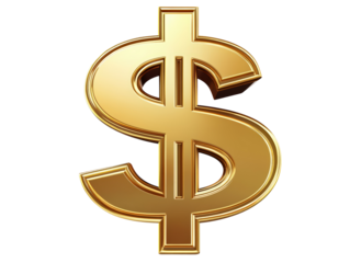 Isolated Golden Dollar Sign