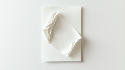Minimalistic white paper sculpture on a flat surface, showcasing creativity and modern design elements in art.