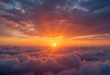 Obraz premium Scenic view of dramatic sky during sunset