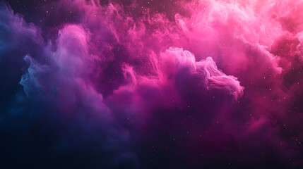 A dark nebula filled with rich pink tones and glowing star clusters.