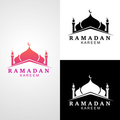 Ramadan kareem design with mosque silhouette