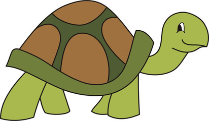 Green Turtle Vector Cartoon Illustration