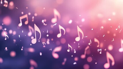 Floating Musical Notes Pink Purple Background Animation