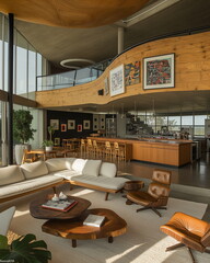 An open space with minimalist furniture wood accen_007