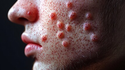 Clinical illustration of herpes lesions on the skin designed with educational intent featuring clear details on affected areas while maintaining a respectful and informative tone