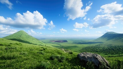 Obraz premium Serene Green Hilltop Landscape