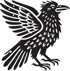 Crow vector in black and white