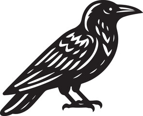 Crow vector in black and white