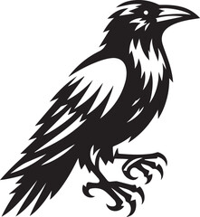Crow vector in black and white