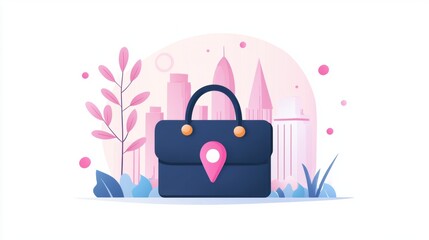 Business and Office Location A map pin with a briefcase icon, representing a business office or corporate headquarters.
