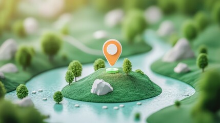 3D Location Pins A 3D location pin with a custom icon, representing a specific business or attraction.