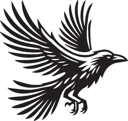 Crow vector in black and white