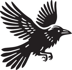 Crow vector in black and white