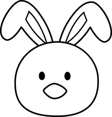 Easter chick head with bunny ears outline.
Cute chick with rabbit ears line art isolated.
Easter icon.
Transparent background.