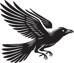 Crow vector in black and white