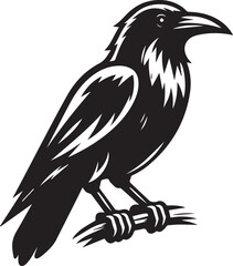 Crow vector in black and white