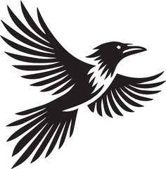 Crow vector in black and white