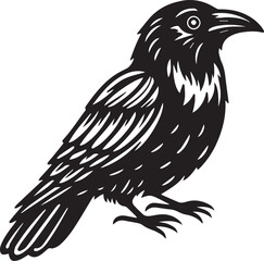 Crow vector in black and white