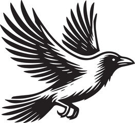 Crow vector in black and white