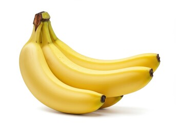 A ripe yellow bunch of bananas with slight natural spots isolated on white background