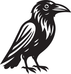 Crow vector in black and white