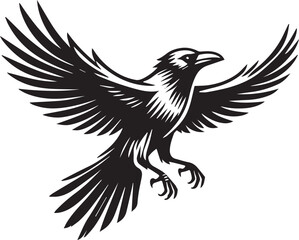 Crow vector in black and white