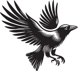 Crow vector in black and white