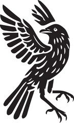 Crow vector in black and white