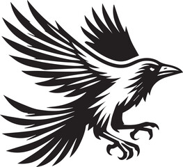 Crow vector in black and white