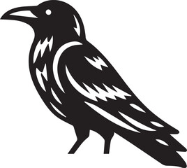 Crow vector in black and white
