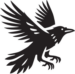 Crow vector in black and white
