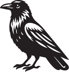 Crow vector in black and white