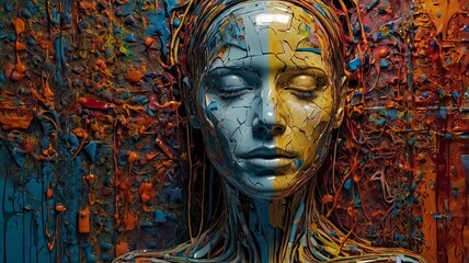 Fototapeta premium Depression and Anxiety Are a Heavy Burden - AI-Generated Abstract Art