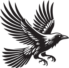 Crow vector in black and white