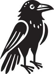 Crow vector in black and white