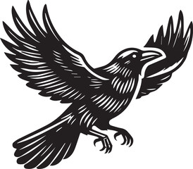 Crow vector in black and white