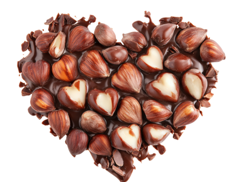 Isolated Heart Chocolate with Hazelnuts