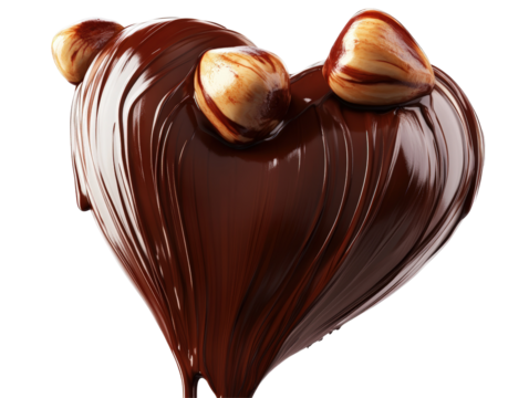 Isolated Heart Shaped Chocolate with Hazelnuts