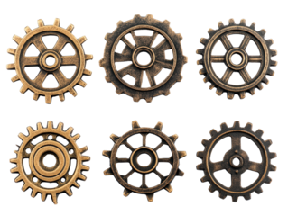 Isolated Six Bronze Gears
