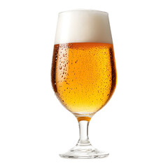 filled glass of craft light beer isolated on white background 