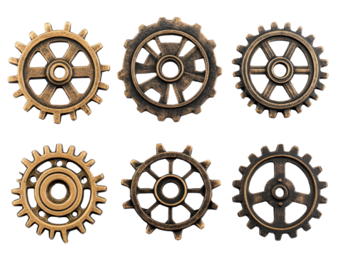 Isolated Six Bronze Gears