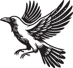 Crow vector in black and white