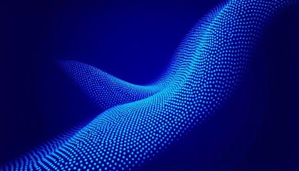 Fototapeta premium Smooth flowing abstract pattern of blue dots on a dark blue background creating a wave-like effect