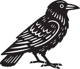 Crow vector in black and white