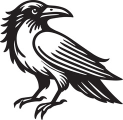 Obraz premium Crow vector in black and white