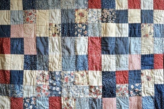 Charming Patchwork Quilt from Old Clothing Fabrics