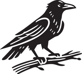 Crow vector in black and white